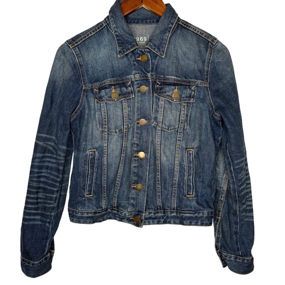 Gap 1969 Vintage Wash Denim Jacket Women's Jean Trucker Classic Sz M - Picture 1 of 6
